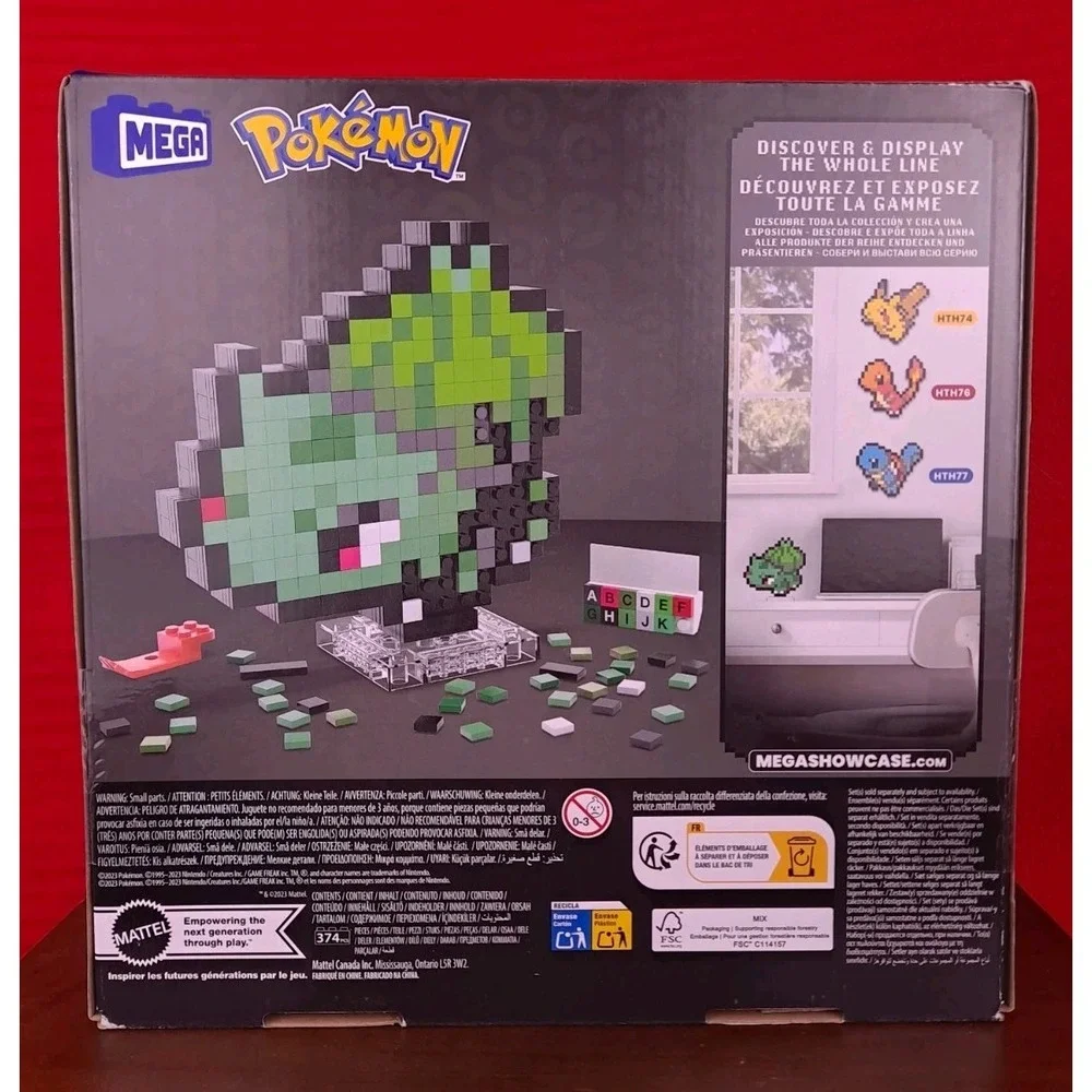 Mega Pokémon Bulbasaur Pixel Art Building Set 374 Pieces HTH75 New Sealed